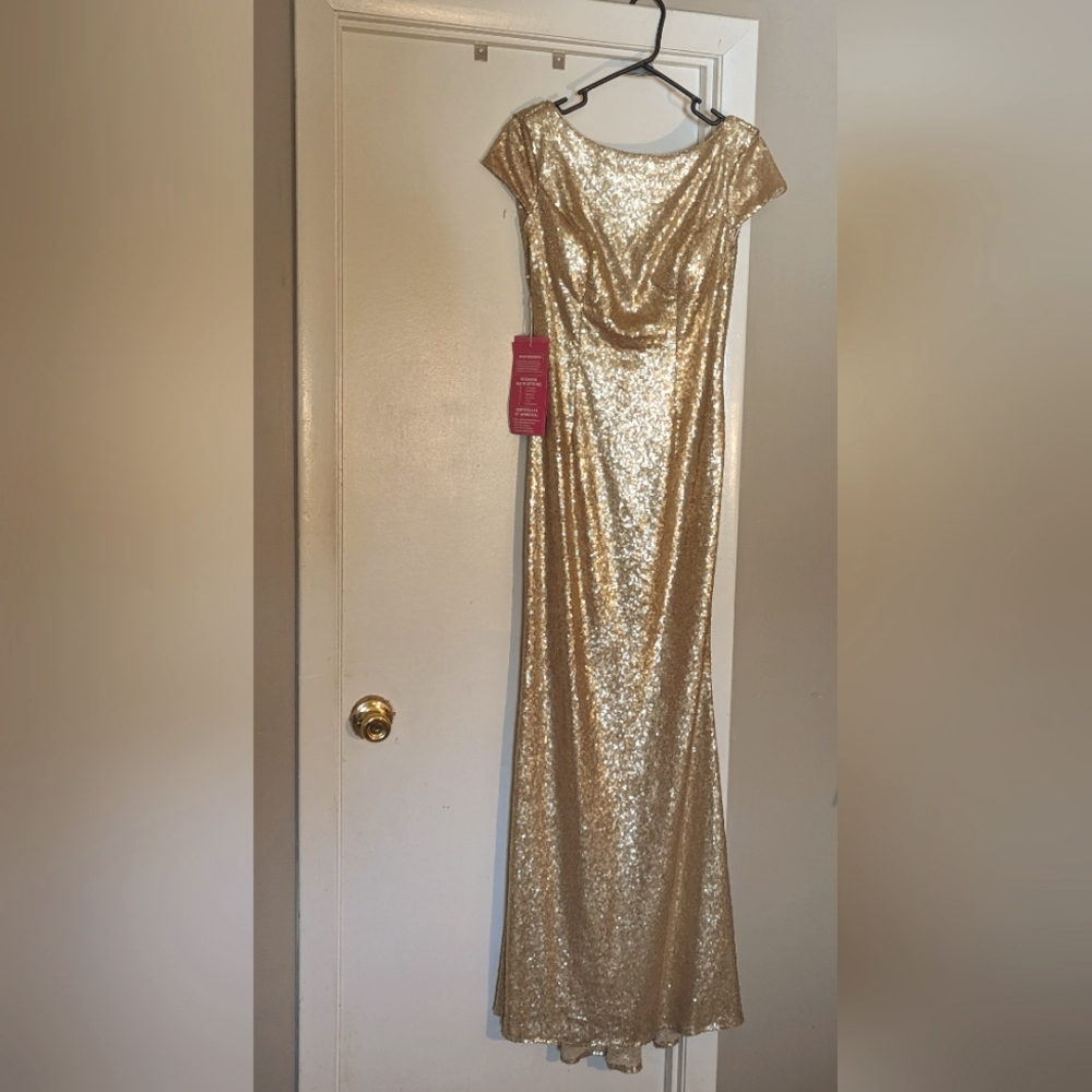 Gold sequin mermaid dress. MisShow, Size 8.